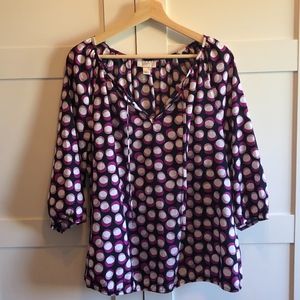 Loft Polka Dot Flowy Blouse, 3/4 length sleeve